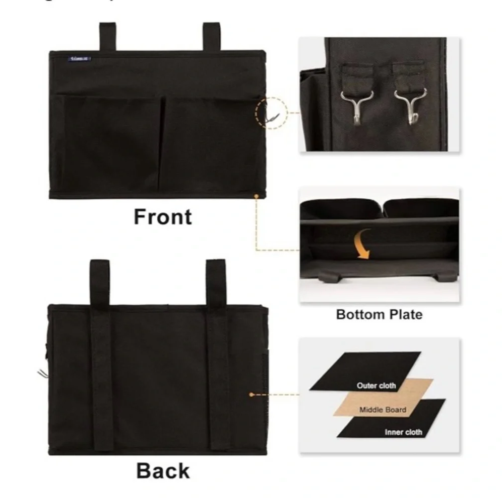 Surblue bedside caddy hanging  organizer with pockets for beds, chairs desks etc